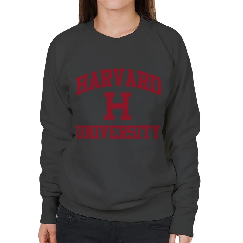 Harvard University Classic Text Logo Women's Sweatshirt Hoodie with Drawcord Adjustable Secure