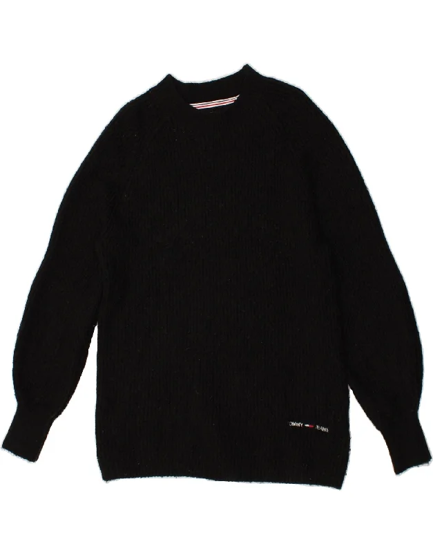 TOMMY HILFIGER Womens Crew Neck Jumper Sweater UK 10 Small Black Acrylic High Neck Crew Neck V-Neck TOMMY HILFIGER Womens Crew Neck Jumper Sweater UK 10 Small Black Acrylic High Neck Crew Neck V-Neck