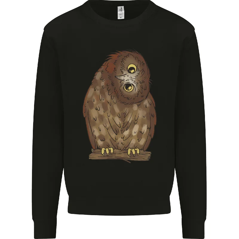 A Funny Owl Mens Sweatshirt Jumper Hoodie with Thumb Holes Functional Cozy