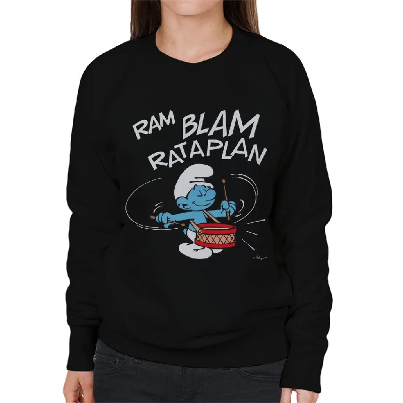 The Smurfs Ram Blam Rataplan Women's Sweatshirt Hoodie with Hem Elastic Stretchable Comfortable