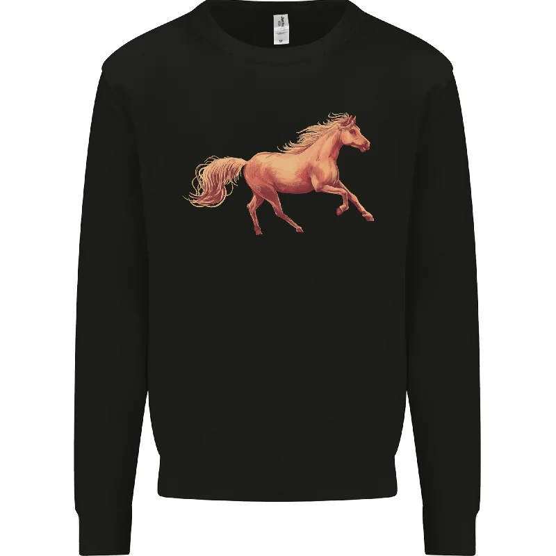 A Galloping Horse Equestrian Mens Sweatshirt Jumper Hoodie with Hidden Zipper Minimalist Clean