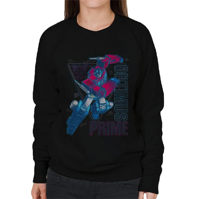 Transformers Optimus Prime Labelled Women's Sweatshirt Hoodie with Set-In Sleeves Structured Classic