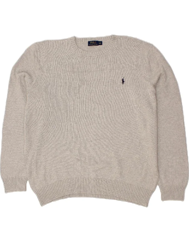 POLO RALPH LAUREN Mens Crew Neck Jumper Sweater 2XL Grey Cotton Boxy Sweater Fitted Sweater A-Line POLO RALPH LAUREN Mens Crew Neck Jumper Sweater 2XL Grey Cotton Boxy Sweater Fitted Sweater A-Line