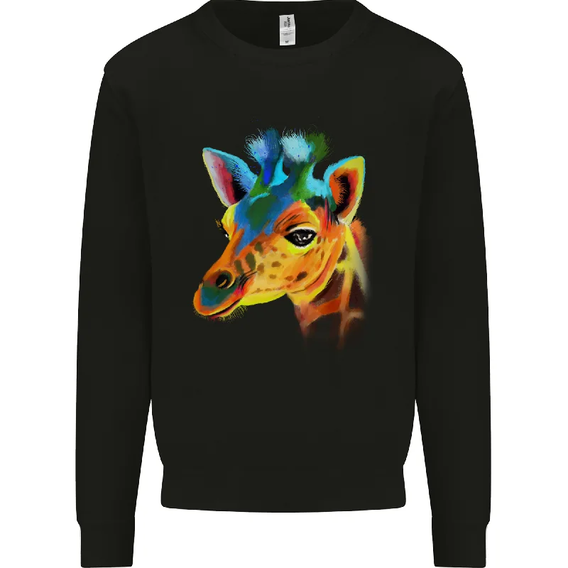 A Giraffe Watercolour Mens Sweatshirt Jumper Hoodie with Pocket Utility Practical