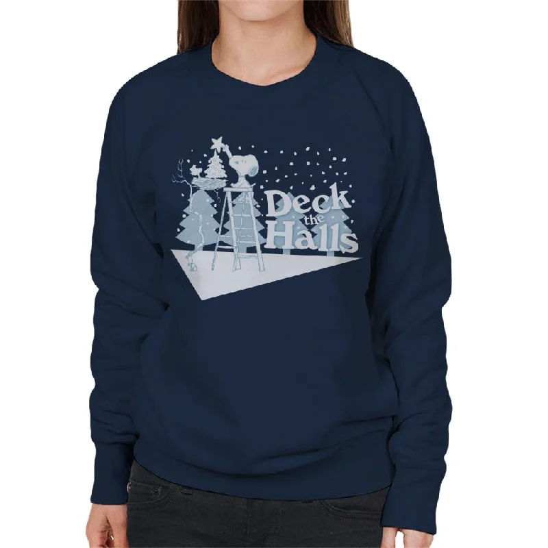 Peanuts Christmas Snoopy Deck The Halls Women's Sweatshirt Hoodie with Print Artistic Unique Peanuts Christmas Snoopy Deck The Halls Women's Sweatshirt Hoodie with Print Artistic Unique