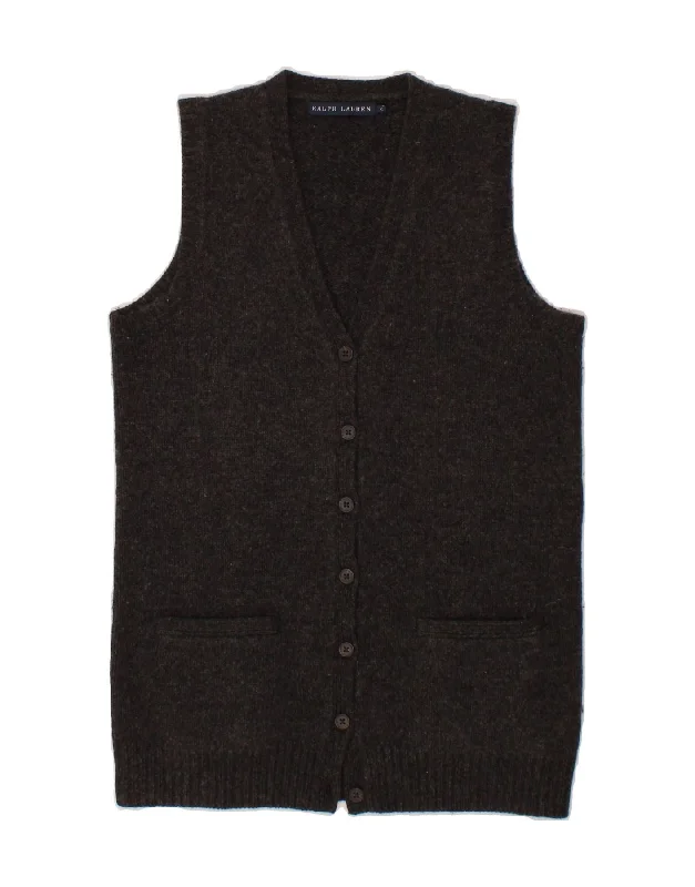 RALPH LAUREN Womens Sleeveless Cardigan Sweater UK 10 Small Grey Hooded Caped Shawl Collar RALPH LAUREN Womens Sleeveless Cardigan Sweater UK 10 Small Grey Hooded Caped Shawl Collar