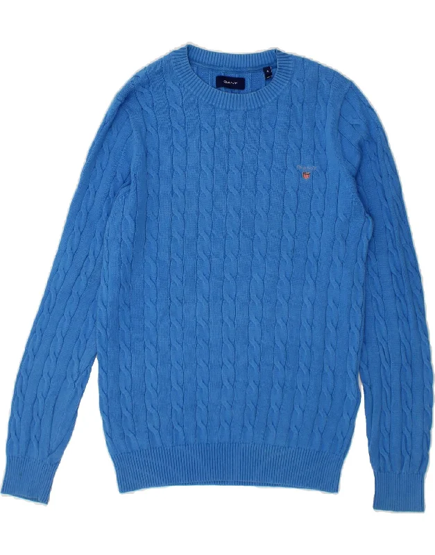 GANT Mens Crew Neck Jumper Sweater Small Blue Cotton Chenille Fabric Brocade Fabric Lace Fabric