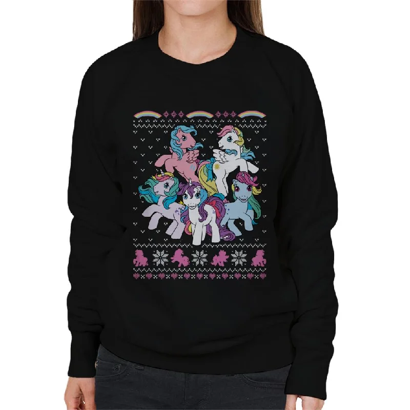 My Little Pony Christmas Characters Women's Sweatshirt Hoodie with Drop Shoulder Relaxed Streetwear