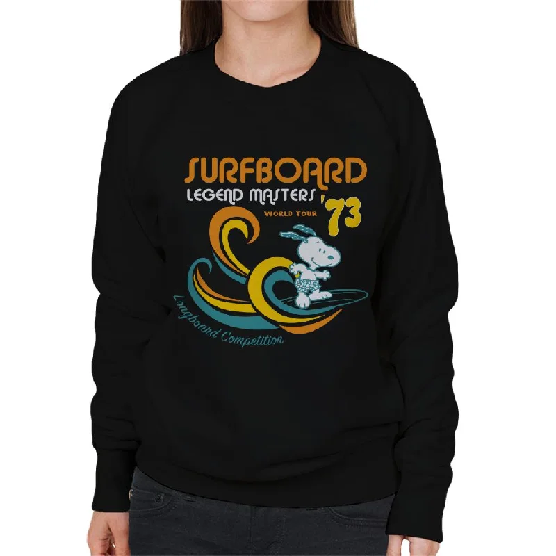 Peanuts Snoopy Surfboard World Tour 73 Women's Sweatshirt Hoodie with Pocket Utility Practical Peanuts Snoopy Surfboard World Tour 73 Women's Sweatshirt Hoodie with Pocket Utility Practical