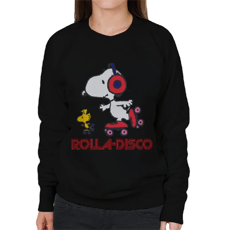 Peanuts Snoopy And Woodstock Rolla Disco Women's Sweatshirt Hoodie with Hem Frayed Vintage Worn Peanuts Snoopy And Woodstock Rolla Disco Women's Sweatshirt Hoodie with Hem Frayed Vintage Worn