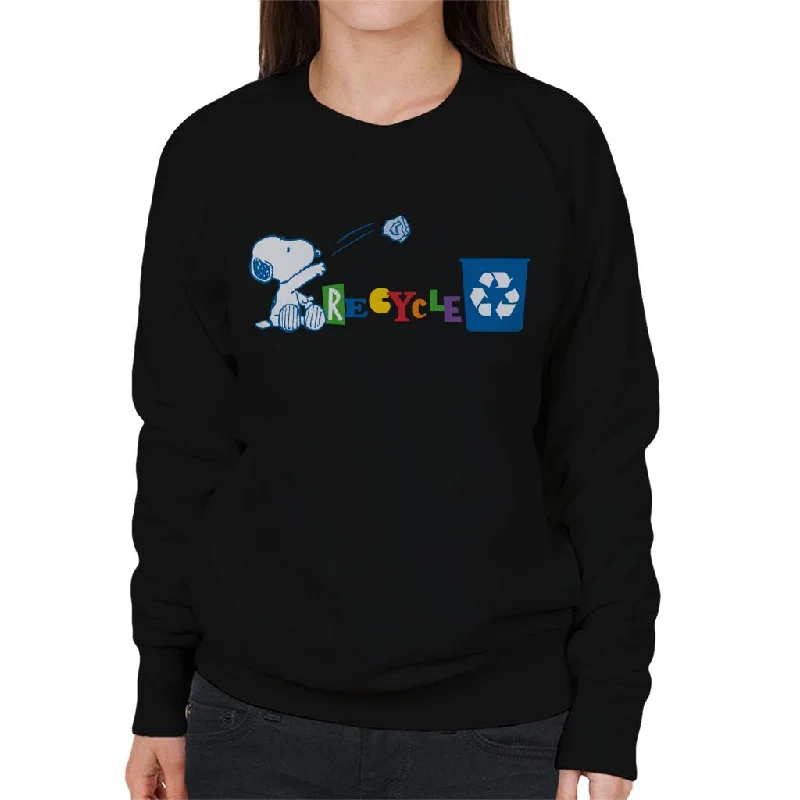 Peanuts Snoopy Recycle Women's Sweatshirt Hoodie Jacket Zipper Layering