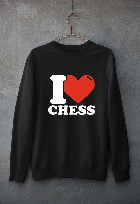 I Love Chess Unisex Sweatshirt for Men/Women Hoodie with Zipper Placket Modern Functional I Love Chess Unisex Sweatshirt for Men/Women Hoodie with Zipper Placket Modern Functional