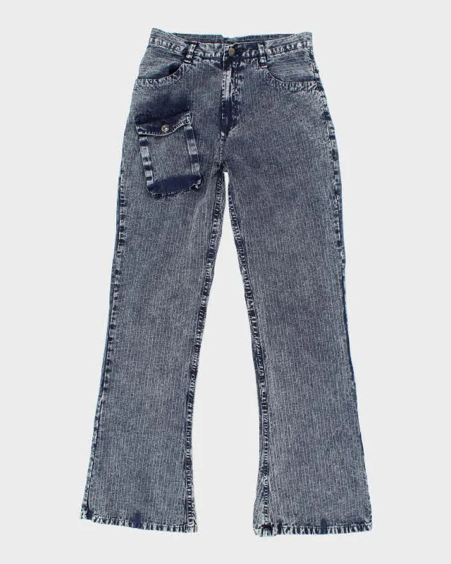 Vintage Y2K Women's Dark Stone Washed Flared Jeans - W26 L31 Fashionable Raw Edge Jeans