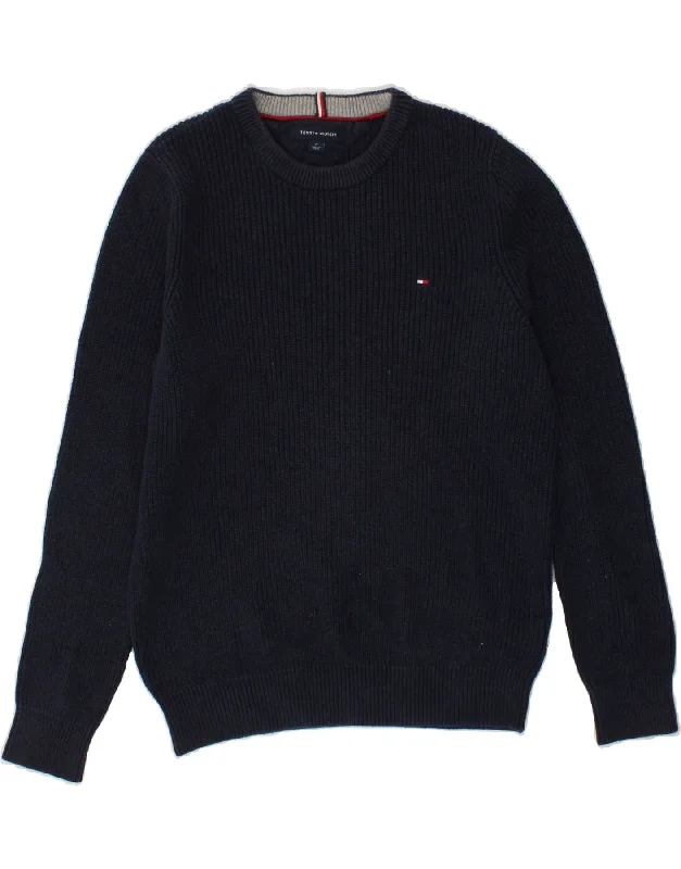 TOMMY HILFIGER Mens Crew Neck Jumper Sweater Medium Navy Blue Cotton Boxy Sweater Fitted Sweater A-Line TOMMY HILFIGER Mens Crew Neck Jumper Sweater Medium Navy Blue Cotton Boxy Sweater Fitted Sweater A-Line