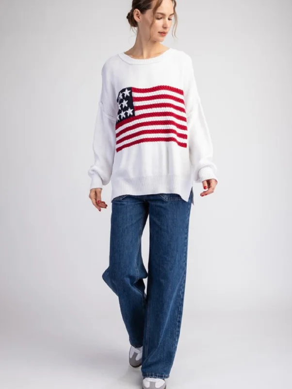 American Flag Sweater Herringbone Houndstooth Plaid