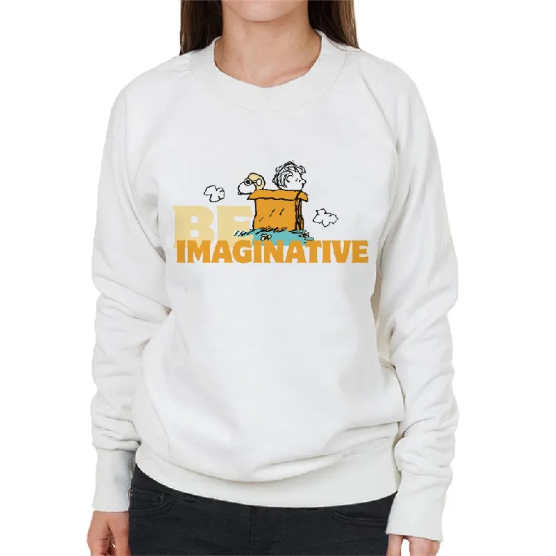 Peanuts Snoopy Charlie Brown Be Imaginative Women's Sweatshirt Hoodie with Bell Sleeves Flared Feminine Peanuts Snoopy Charlie Brown Be Imaginative Women's Sweatshirt Hoodie with Bell Sleeves Flared Feminine