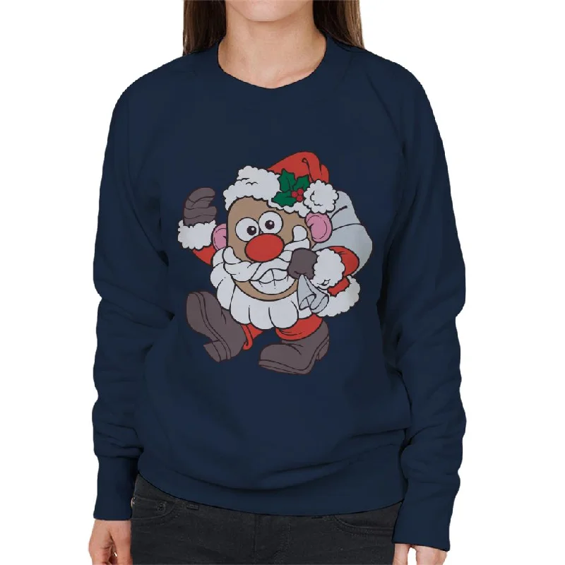 Mr Potato Head Christmas Father Christmas Women's Sweatshirt Hoodie with Exposed Zipper Edgy Industrial
