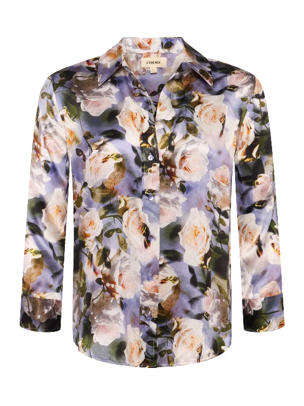 DANI BLOUSE - MULTI DISTRESSED FLORAL Side Tie Blouse
