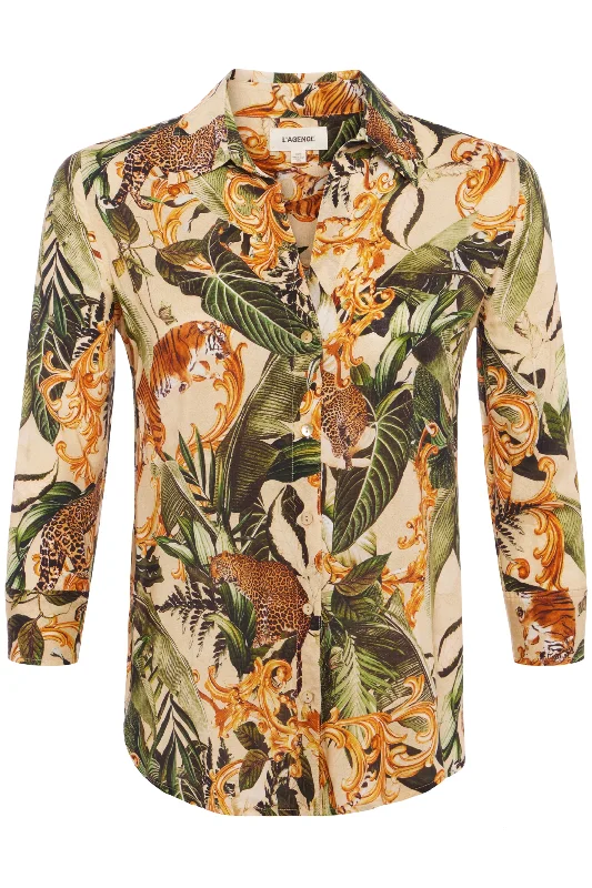 Camille Blouse | Ecru Multi Rococo Jungle Relaxed Fit Blouse