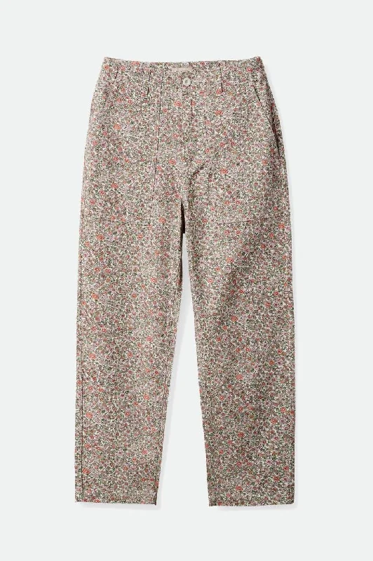 Vancouver Pant - White Floral High-Waist Jogger Pants