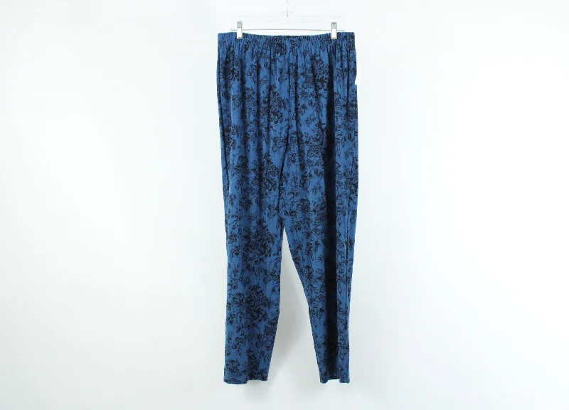 NEW R&K Blue Patterned Pants | 16W Soft Cotton Pants