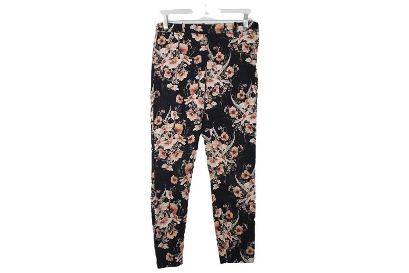 H&M Black Floral Stretch Chino Pant | 6 Comfy Zip-Up Pants