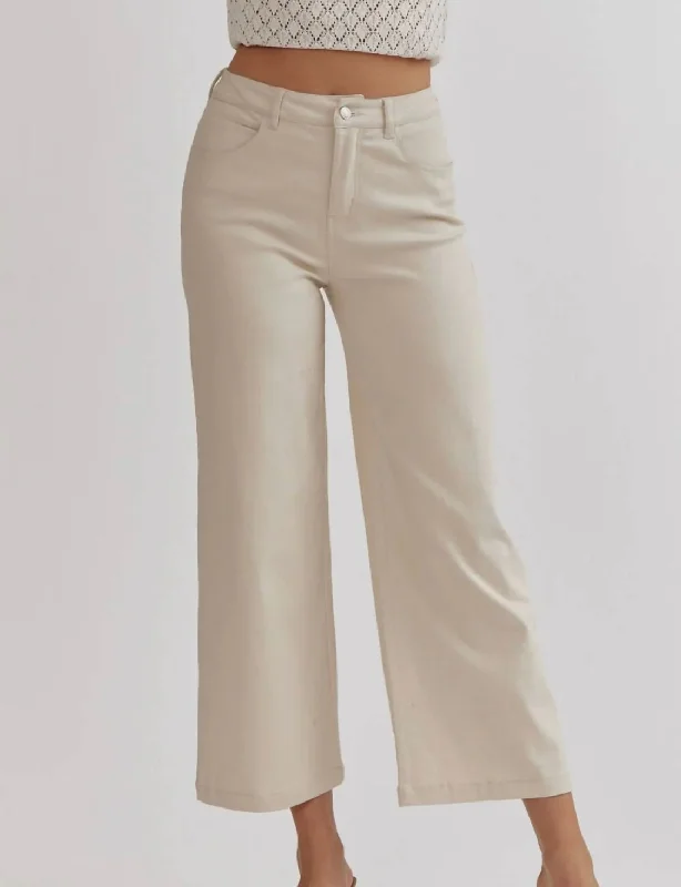 Cream Pants Formal Slim Pants