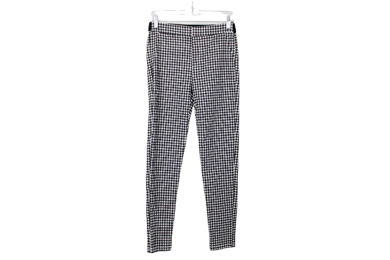 Shinestar Black White Plaid Stretch Pants | M Stylish Paperbag Waist Pants