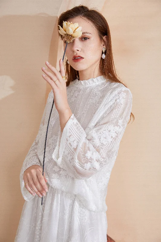 Fangyan | Rebecca Silk Blouse - Holiday Special Collared Satin Blouse