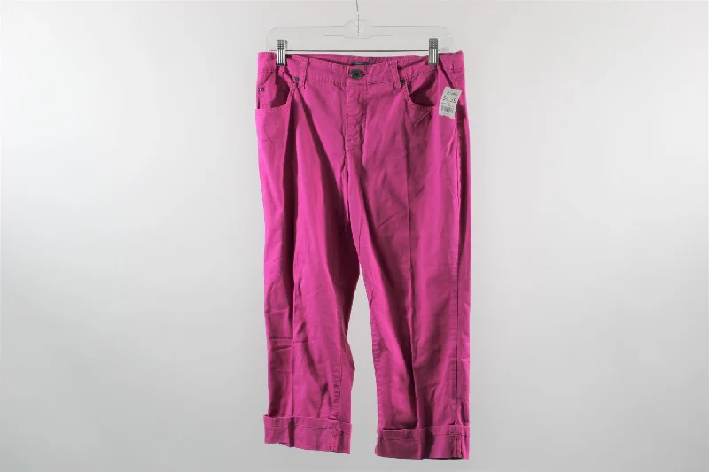 Bandolino Mandie Fit Pink Capri Pants | Size 6 Comfy Zip-Up Pants