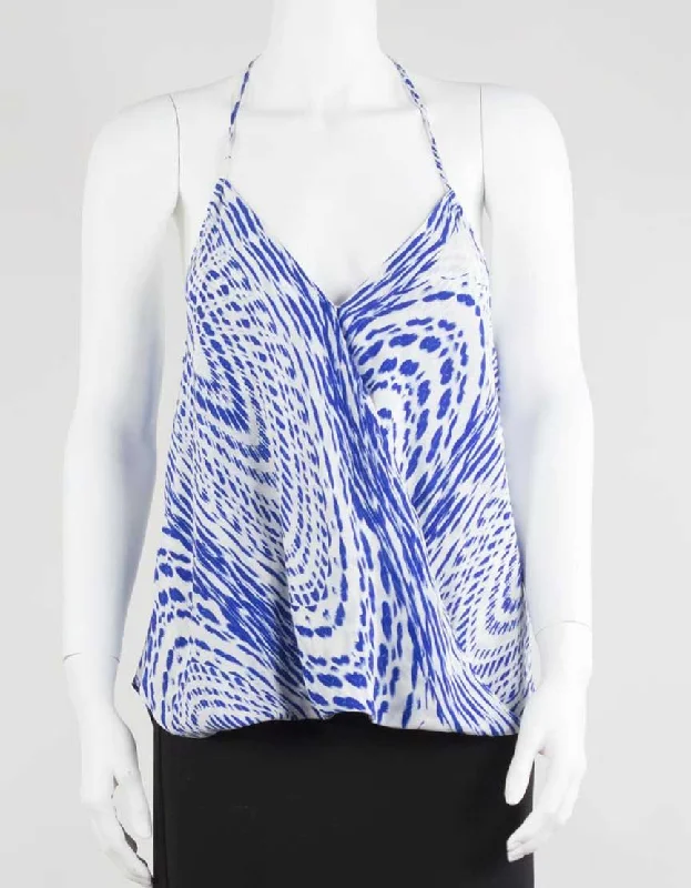 Chelsea Flower Show Blue and White Spaghetti Strap Camisole Blouse - Small Vintage Lace Blouse