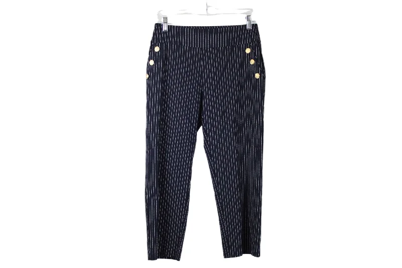 Roz & Ali Navy Striped Ankle Pant | 2 Comfortable Wide-Leg Pants