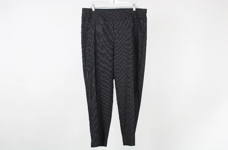 Alfred Dunner Black Pinstripe Pants | 14 Comfy High-Waist Jeans