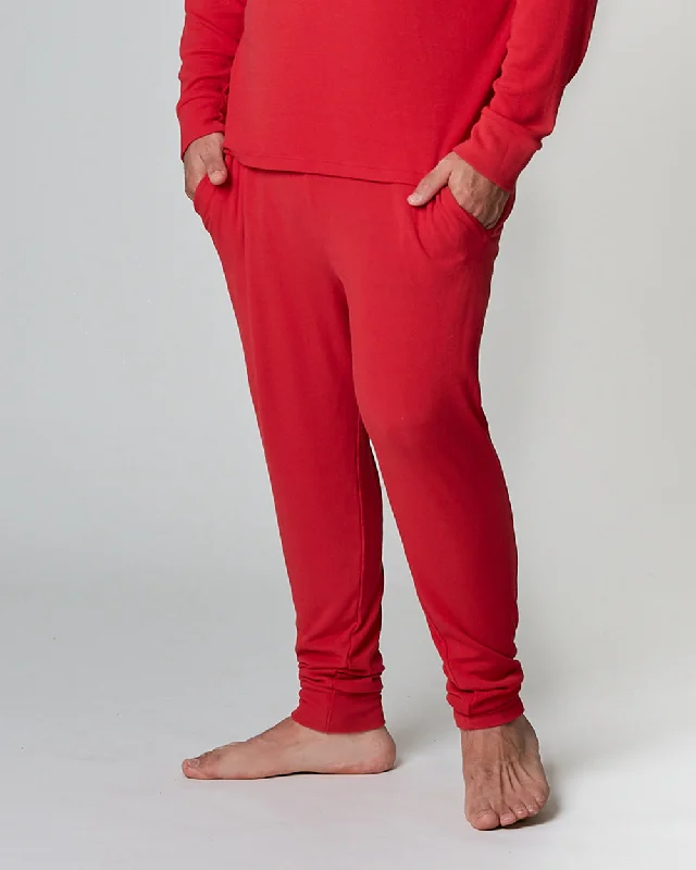 Unisex Lounge Pant - Classic Red Elegant Palazzo Trousers