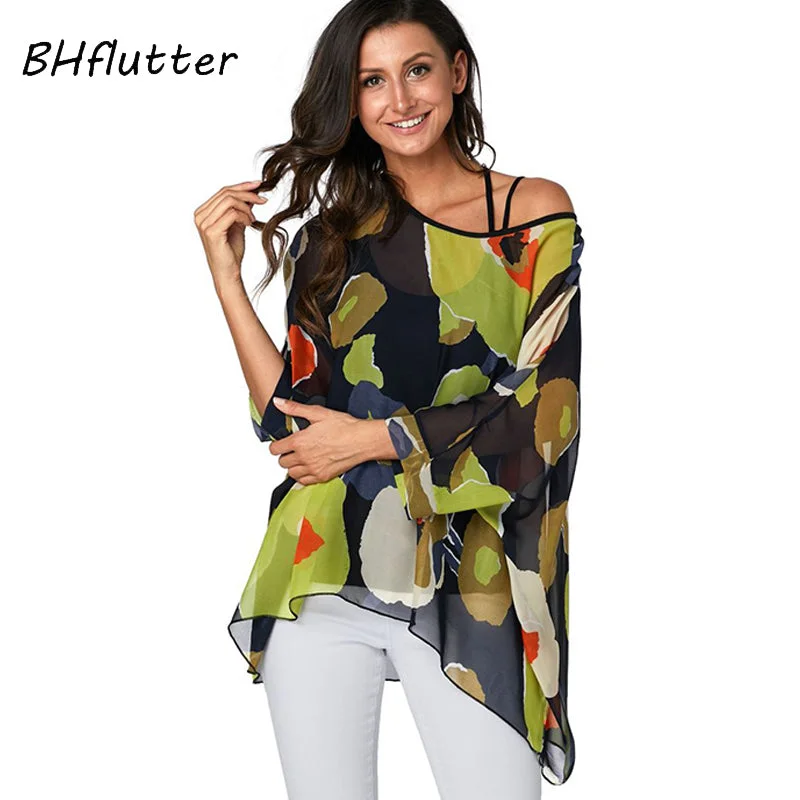 BHflutter Women Blouses Plus Size 2019 New Style Batwing Casual Summer Blouse Shirt Woman Boho Chiffon Shirts Tops Chemise Femme Smart Business Blouse BHflutter Women Blouses Plus Size 2019 New Style Batwing Casual Summer Blouse Shirt Woman Boho Chiffon Shirts Tops Chemise Femme Smart Business Blouse