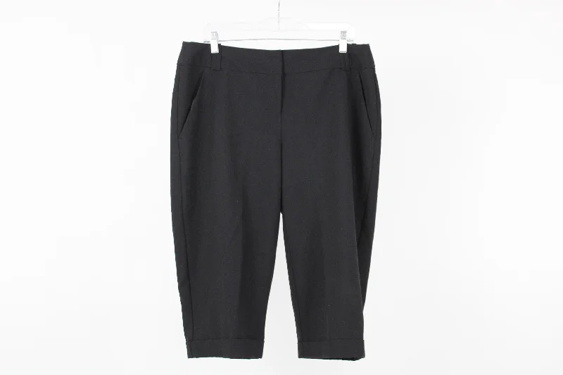 Worthington Modern Fit Black Capri Pants | 14W Soft Stretch Trousers