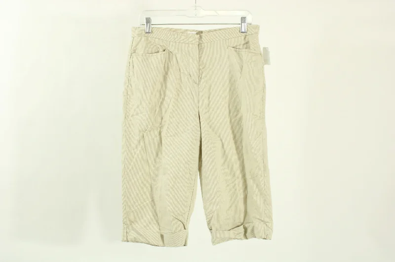 Christopher & Banks Tan Striped Capri Pants | Size 6 Classic Cropped Pants