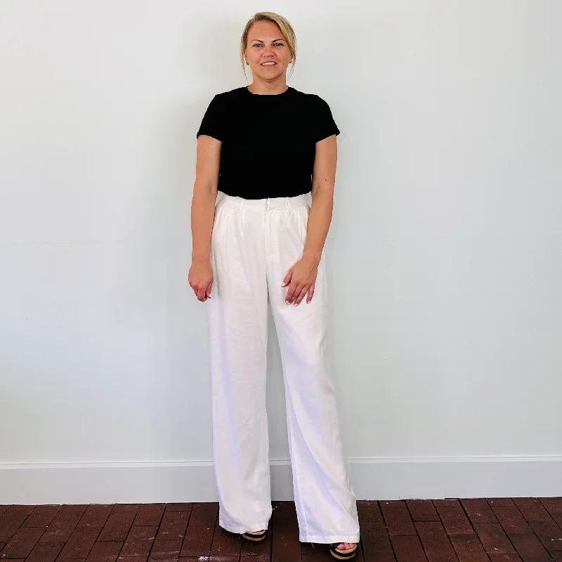 Rebecca Linen Blend Pants Trendy Wide-Leg Pants