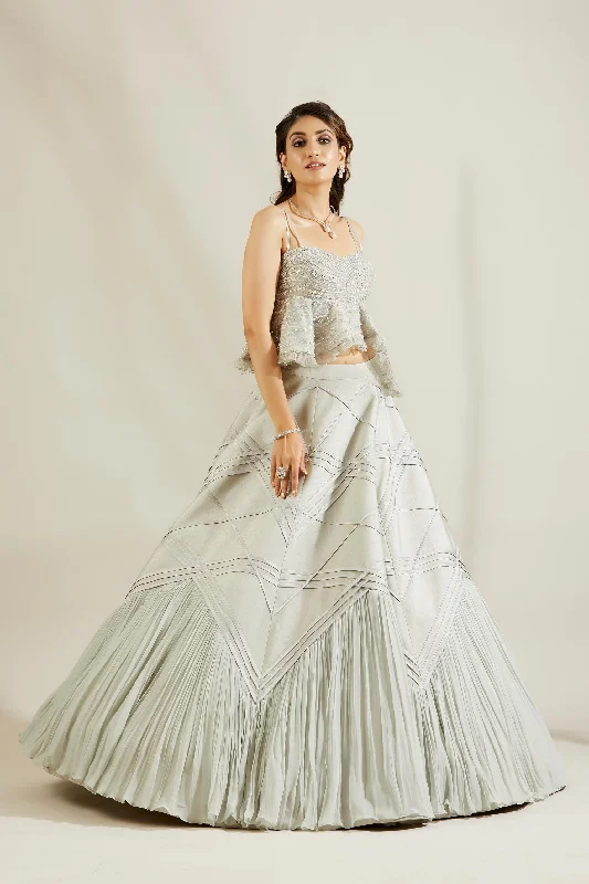 powder blue lehenga with peplum blouse Boho Printed Blouse