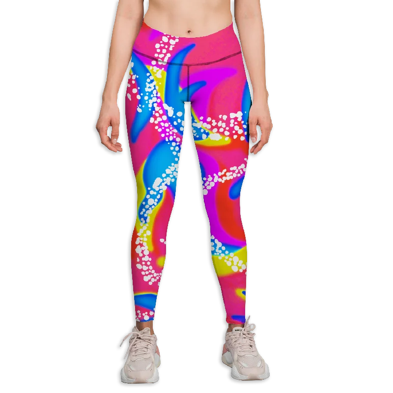 90's Neon Yoga Pants Soft Stretch Trousers