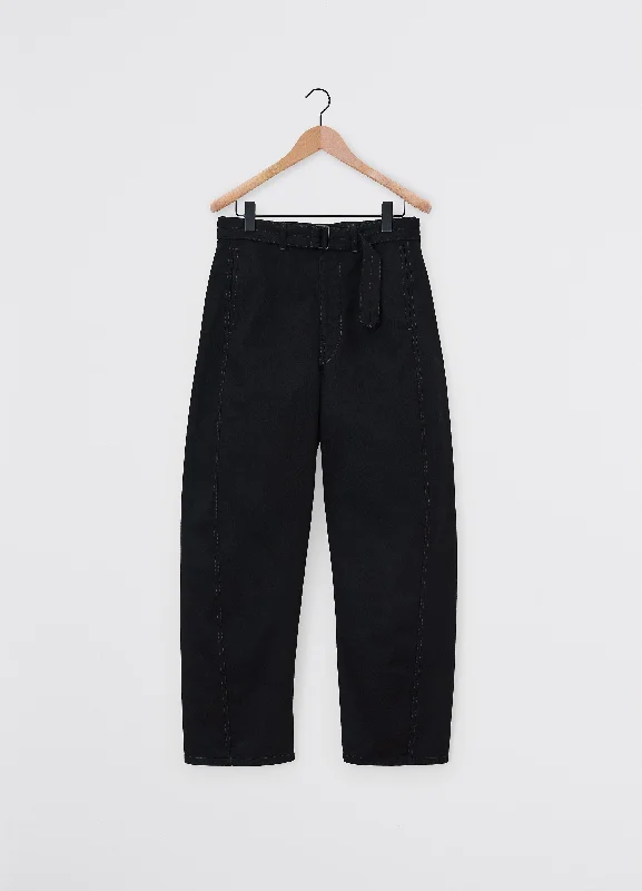 Lemaire Twisted Belted Pants (Black) Comfy High-Waist Jeans