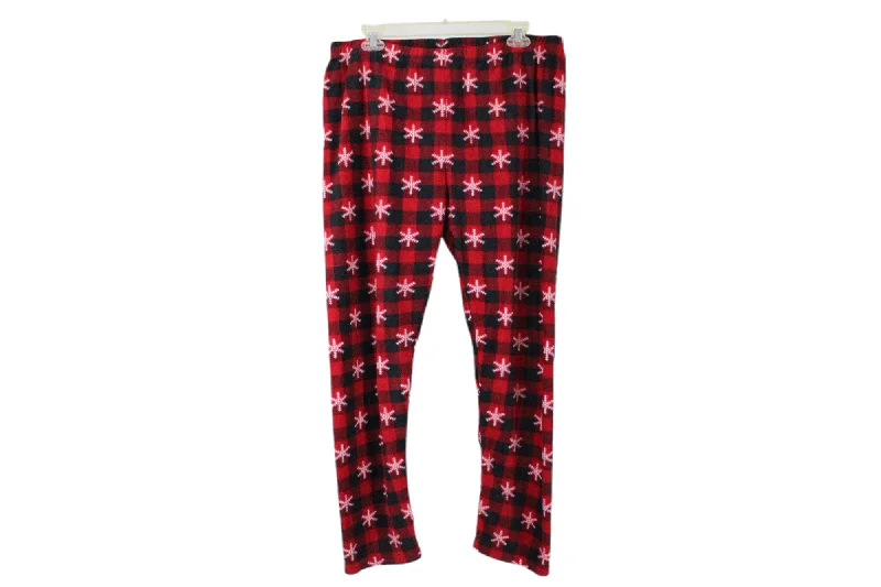 EA Red Fleece PJ Pants | L/XL Stylish Paperbag Waist Pants