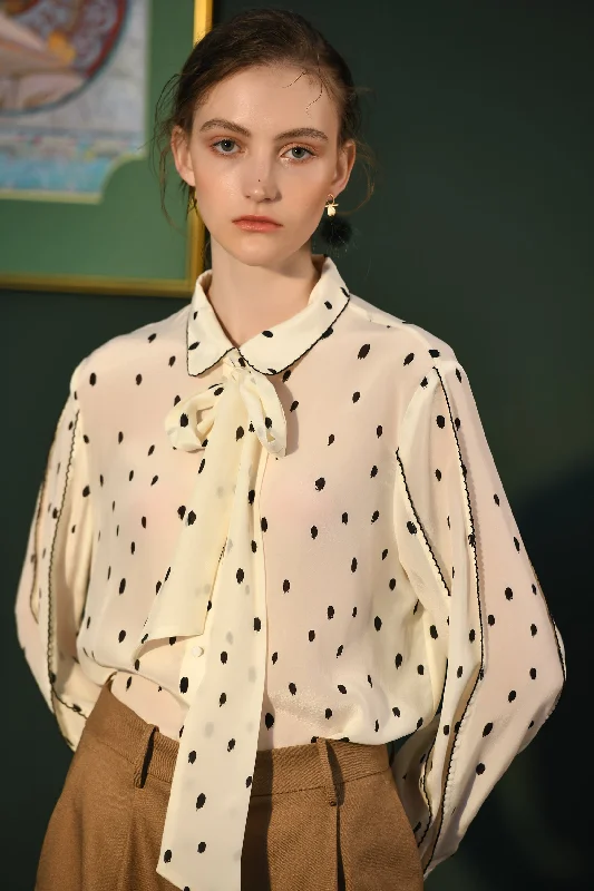 Fangyan | Penguin Silk Blouse - Holiday Special Peter Pan Collar Blouse