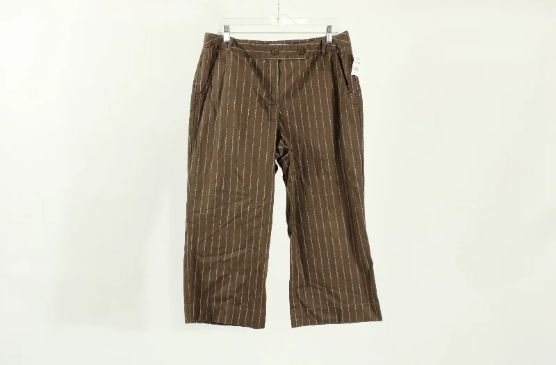 Worthington Stretch Brown Pinstripe Capri Pants | Size 14 Lightweight Jogger Pants