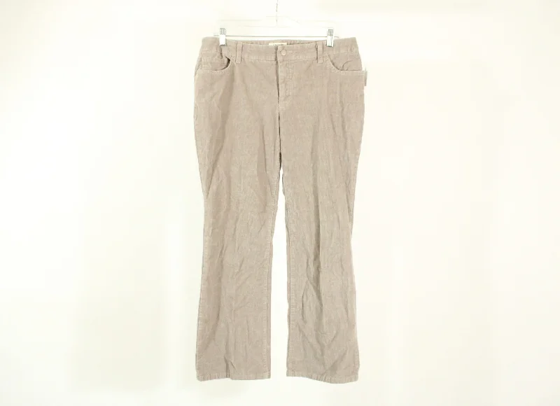 St. John's Bay Secretly Slender Bootcut Grey Corduroy Pants | Size 14 Petite Fashionable Work Pants