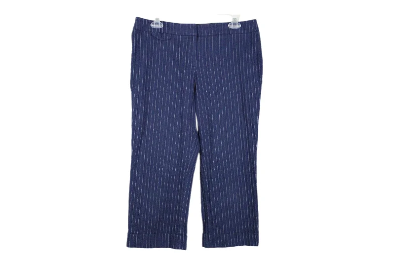 New York & Company Blue Striped Stretch Capri Pants | 10 Slim-Fit Leggings