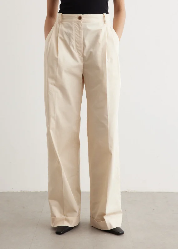 Double Pleats Pants Relaxed Fit Trousers