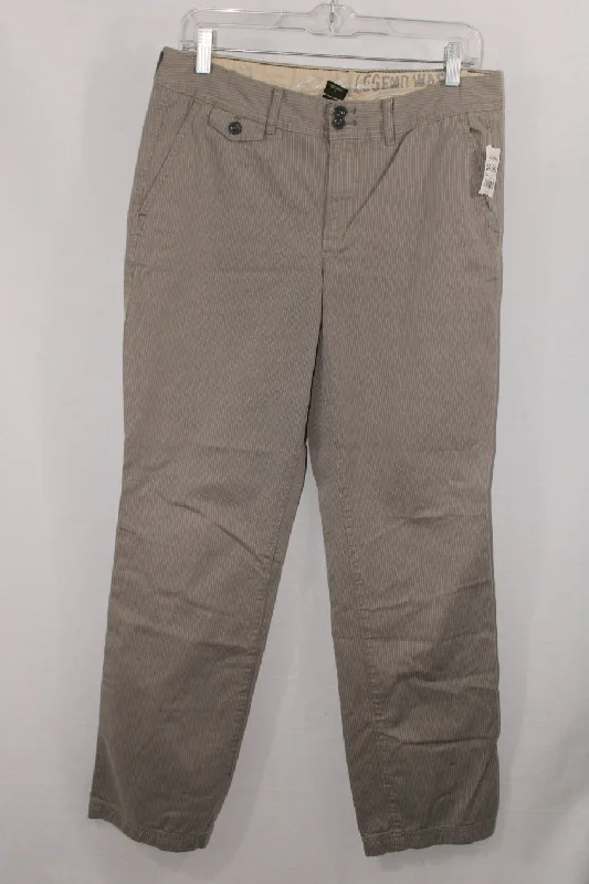 Eddie Bauer Tan Pinstriped Pants | Size 8 Relaxed Linen Pants