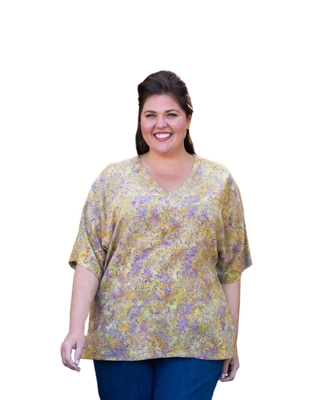 On The Plus Side Rayon Short Sleeve V-Neck Anacapa Plus Size Blouse Backless Summer Blouse On The Plus Side Rayon Short Sleeve V-Neck Anacapa Plus Size Blouse Backless Summer Blouse