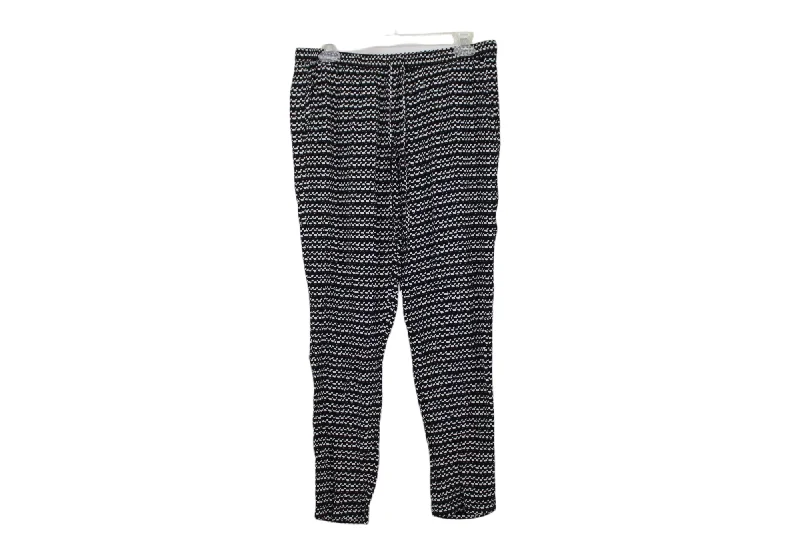 Max Studio Black White Lightweight Summer Pants | M Stylish Elastic Waist Pants